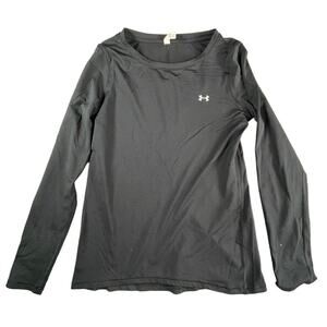 Under Armour Shirt Womens Small Black Long Sleeve Heat Gear Activewear Athletic